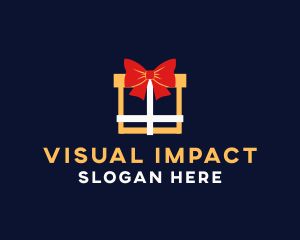 Ribbon Gift Present logo design