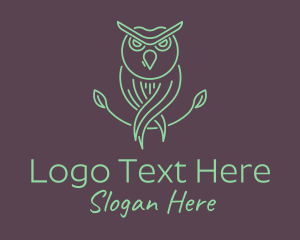 Green Minimalist Owl Bird logo