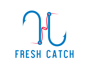 Blue Fishing Hook logo design