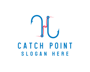 Blue Fishing Hook logo design