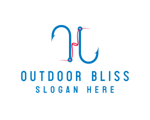 Blue Fishing Hook logo design