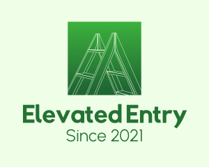 Green Carpentry Ladder logo design