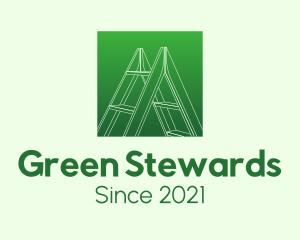 Green Carpentry Ladder logo design