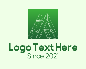 Staircase - Green Carpentry Ladder logo design