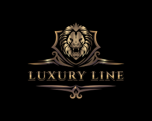 Luxury Lion Shield logo design