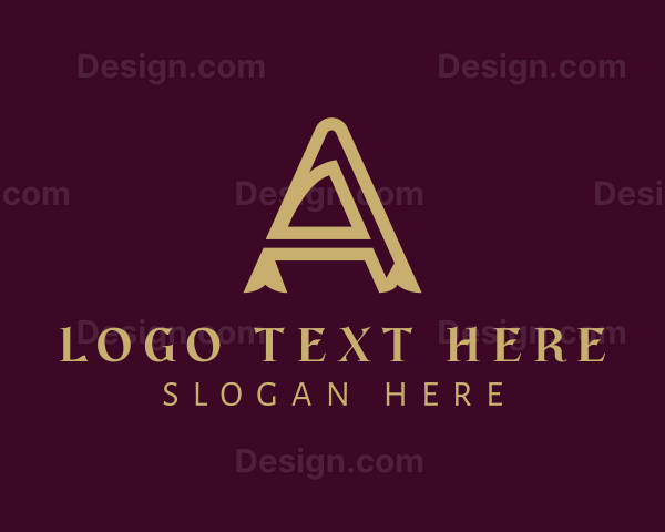 Golden Letter A Ribbon Company Logo