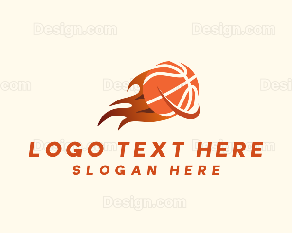 Flaming Basketball Hoop Logo