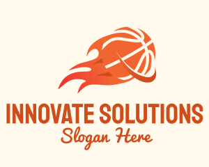 Flaming Basketball Hoop Logo