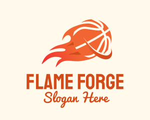 Flaming Basketball Hoop logo design