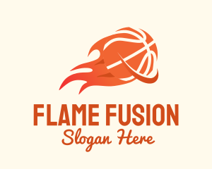Flaming Basketball Hoop logo design