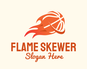 Flaming Basketball Hoop logo design