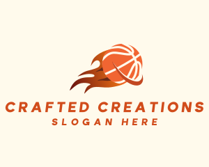 Flaming Basketball Hoop logo design