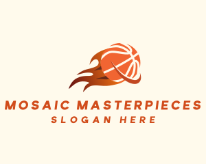 Flaming Basketball Hoop logo design