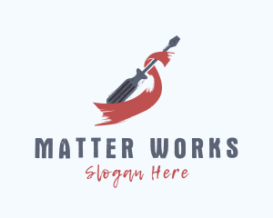 Rustic Screwdriver Ribbon logo design