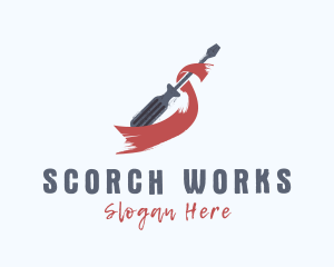 Rustic Screwdriver Ribbon logo design