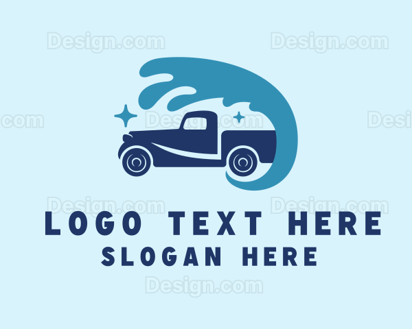 Pickup Truck Water Splash Logo