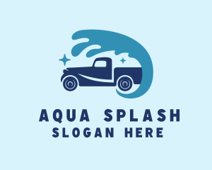 Pickup Truck Water Splash  logo design