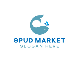 Ocean Whale Spout logo design