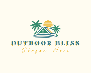 Palm Tree Roof Island logo design