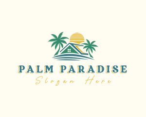 Palm Tree Roof Island logo design