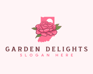 Indiana Peony Flower logo design