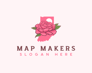 Indiana Peony Flower logo design