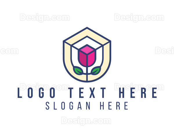 Mosaic Flower Shield Logo