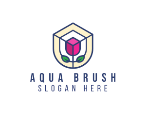 Mosaic Flower Shield logo design