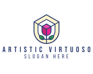 Mosaic Flower Shield logo design