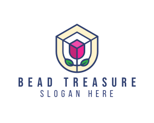 Mosaic Flower Shield logo design