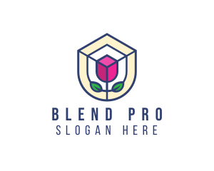 Mosaic Flower Shield logo design