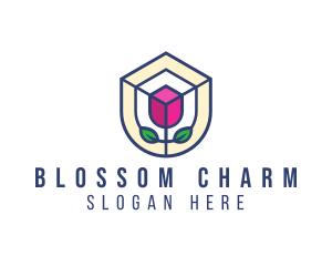 Mosaic Flower Shield logo design