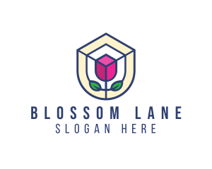 Mosaic Flower Shield logo design