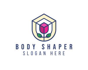 Mosaic Flower Shield logo design