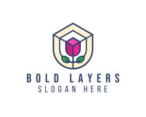 Mosaic Flower Shield logo design