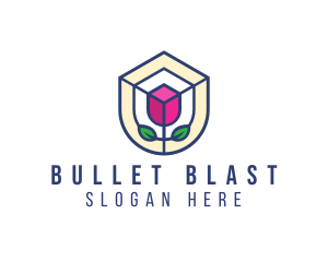 Mosaic Flower Shield logo design