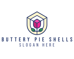 Mosaic Flower Shield logo design