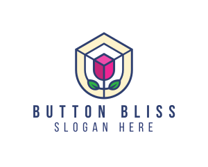 Mosaic Flower Shield logo design