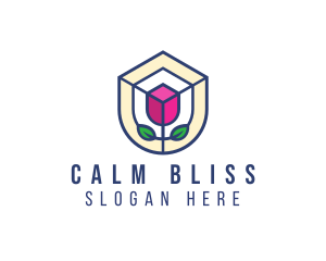 Mosaic Flower Shield logo design