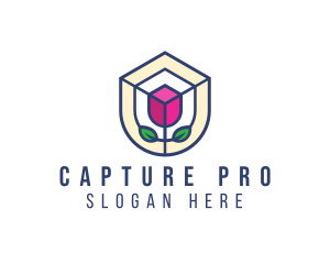 Mosaic Flower Shield logo design