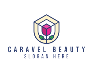 Mosaic Flower Shield logo design