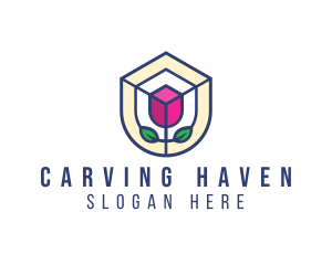 Mosaic Flower Shield logo design