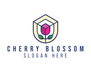 Mosaic Flower Shield logo design