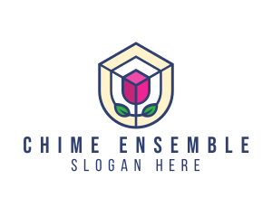 Mosaic Flower Shield logo design