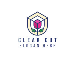 Mosaic Flower Shield logo design