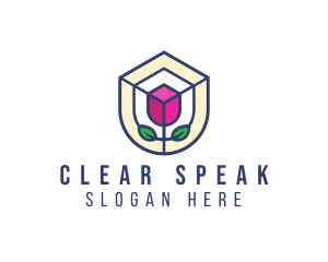 Mosaic Flower Shield logo design