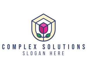 Mosaic Flower Shield logo design