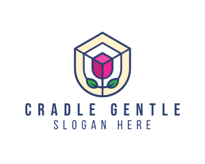 Mosaic Flower Shield logo design