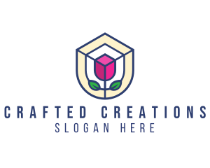 Mosaic Flower Shield logo design