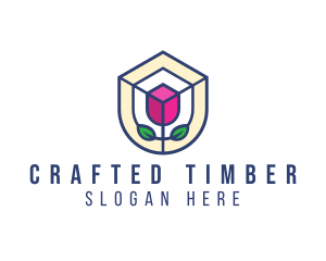 Mosaic Flower Shield logo design